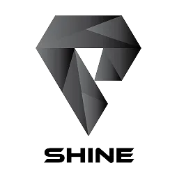 Logo noir et blanc avec design géométrique "SHINE"